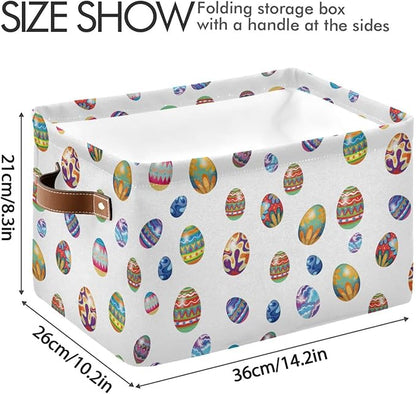 Easter Storage Basket Cube Storage Bins Organizer Bag Collapsible Closet Shelf Baskets with handle for Baby Cloth Pet Toy Book 14.2×10.2×8.3 IN