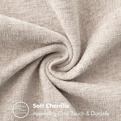 MIULEE Pack of 2 Couch Throw Pillow Covers 18x18 Inch Light Brown Farmhouse Decorative Pillow Covers with Stitched Edge Soft Chenille Solid Dyed Pillow Covers for Sofa Bed Living Room