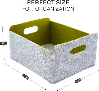 Welaxy Storage Baskets Collapsible Felt Storage bin Foldable Shelf Drawers Organizers for Kids Pet Toys magazine Books Clothes Closet Cabinet decluttering (Curry +Moss green + Wild berry)