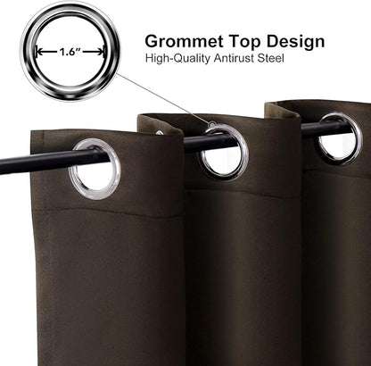 ChrisDowa Small Window Curtains 40 inches Long for Bedroom - Grommet Short Thermal Insulated Room Darkening Curtains for Kitchen (2 Panels, Brown, 29 x 40 Inch)