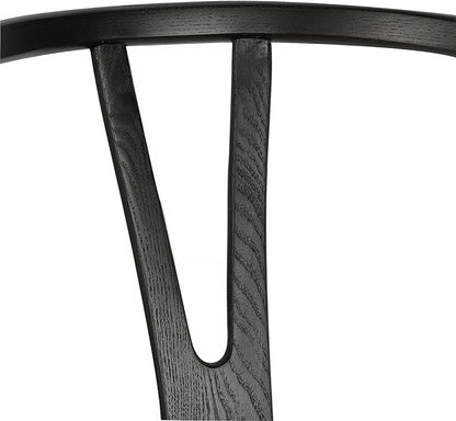 Tomile Solid Wood Wishbone Chair Y Chair Mid-Century Armrest Dining Chair, Hemp Seat (Ash-Black Frame + Natural Cord)