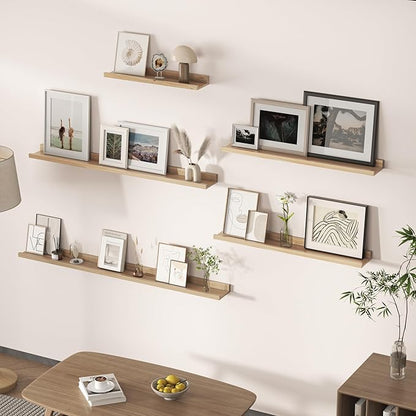 Floating Shelves for Wall, Picture Ledge Shelf 24 Inch Solid Wood Set of 2, Rustic Wall Shelves with Lip, Kids Bookshelf, Photo & Picture Live Edge Floating Shelves for Bedroom, Living Room, Kitchen