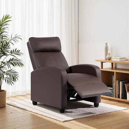 BestMassage | Recliner Chair | with 2 Point Massage Function | Leather Dark Brown | with Lumbar Support, Adjustable Push Back, Footrest & Padded Seat | Easy Assembly | for Living Room, Home Theatre