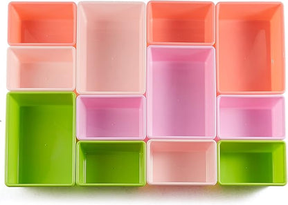 Amazon Basics Kids Toy Storage Organizer With 12 Plastic Bins, White Wood With Pink Bins, 10.9" D x 33.6" W x 31.1" H
