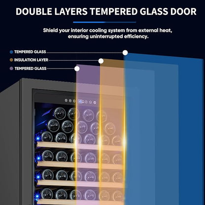 200 Bottle Upgrade Wine Cooler Refrigerator - 24 Inch Large Capacity Wine Fridge Built-In Freestanding, with Quiet Compressor, Professional Temperature Control & Wine Cellar - Black
