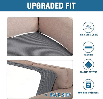 H.VERSAILTEX Super Stretch Individual Seat Cushion Covers Sofa Covers Couch Cushion Covers Slipcover Sets Thick Jacquard Textured Twill Fabric (1 Piece Sofa Cushion Cover, Grey)