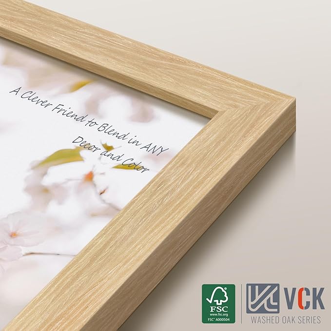 VCK 16x24 Oak Wood Frame for Poster & Picture, Natural Solid Wood Photo Frames 3 Pack, Wall Gallery Frame