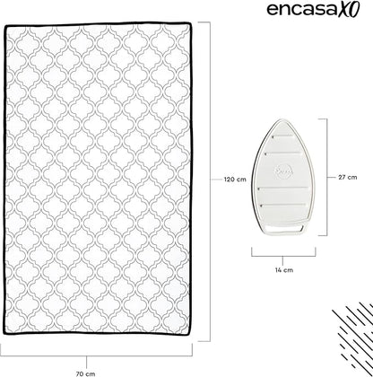 Encasa Homes Ironing Mat/Pad (Large 48"x28") with 3mm Padding & Silicone Iron Rest for Steam Pressing on Tabletop or Bed - Heat Resistant, Portable, Quilting & Travel Blanket - White Tiles