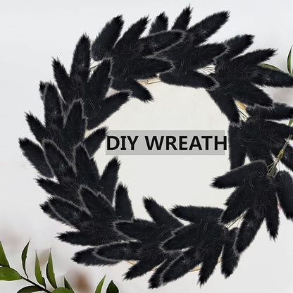 115 PCS Black Pampas Grass Bouquet, Boho Table Decor, Black Bunny Tails Dried Flowers, Dried Pampas Grass for Weddings, Home Decor, Rustic Parties, and Baby Shower Decorations