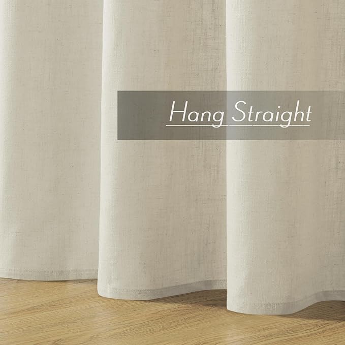 Joydeco Linen Curtains - 108 Inch Length, 2 Panels Set for Living Room, Light Filtering (W52 x L108 Inch, Pistachio Shell)
