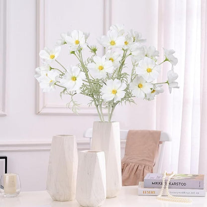 IPOPU White Daisy Flowers Artificial Cosmos 5PCS White Fake Wildflowers 24.5" Silk Flowers with Stems for Home Decor Indoor Artificial Daisies for Wedding Bouquets Floral Craft