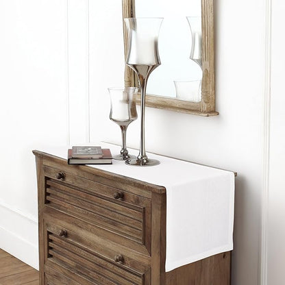 Solino Home Linen White Table Runner 36 Inches - 100% Pure Linen Small Table Runner 14 x 36 Inch Ideal for Dresser and Coffee Tables - Fall, Autumn, Halloween, Thanksgiving - Fete