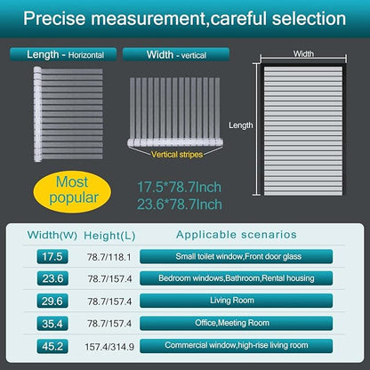 Window Privacy Film with Installation Tools, Static Cling, Anti UV, Heat Control, Ideal for Home Shower Office Glass Door (Stripes Pattern, 23.6X78.7Inch)