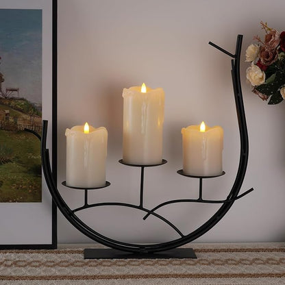 Homemory Dripping Wax Flameless LED Pillar Candles, Battery Operated with Remote Control and Timer, Set of 3, 5" H x 4" W x 6" D