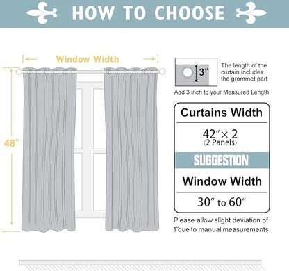 ChrisDowa Blackout Curtains 48 inches Long for Bedroom - 2 Panels Set Grommet Thermal Insulated Room Darkening Curtains for Living Room (Navy Blue, 42 x 48 Inch)