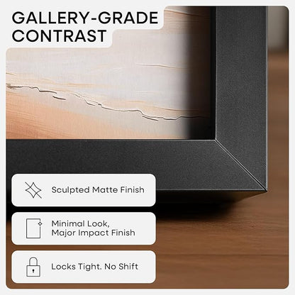 Homeforia 12x17 Picture Frame Black, High End Metal 12x17 Poster Frames with Mat 10x15 for Photo, 12 x 17 Black Frame Matted to 10 x 15 inch Print, 17x12 Thin Frame, Tempered Glass, Wall Kit, Set of 1