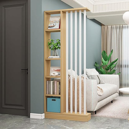 Wall Room Divider,Freestanding Room Divider with Shelves,Wood Room Divider Screen with Storage Cabinet, Wall Divider for Room Separation, for Home Office Decorative C 39.4×9.4×78.7in