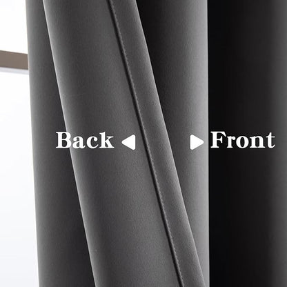 Blackout Curtains 108 Inches Long for Bedroom, Thermal Insulated Blackout Curtains 2 Panels Set, Solid Grommet Privacy Room Darkening Drapes for Living Room Windows(W52 x L108, Light Grey)