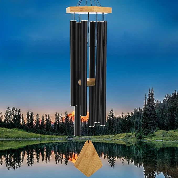 Wind Chimes Outdoor Large Deep Tone, 36 Inches Sympathy WindChimes Outdoor Memorial Windchime for Mom/Housewarming/Christmas, Black Wind Chime for Outside Garden, Patio, Home Decor