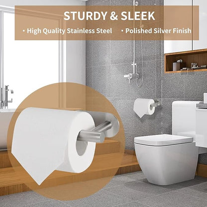 Toilet Paper Holder,Brushed Nickel,Wall Mount, Upgraded Adhesive Toilet Roll Holder,no Drilling,Bathroom/Rv/Washroom,SUS 304 Stainless Steel,Rustproof (Brushed Nickel, 1 Piece)