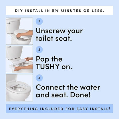TUSHY Classic 3.0 Bidet Toilet Seat Attachment - A Non-Electric Self Cleaning Water Sprayer with Adjustable Water Pressure Nozzle, Angle Control & Easy Home Installation (White/Gunmetal)