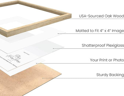 HAUS AND HUES Solid Oak Wood 8”x8” Picture Frames Matted to 4”x4” Set of 6-8x8 Standard Square Picture Frames, Photo Gallery Wall Frame Set, Beige 8x8 Picture Frames Matted (Beige Oak Frames)