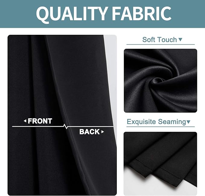 ChrisDowa Grommet Blackout Curtains for Bedroom and Living Room - 2 Panels Set Thermal Insulated Room Darkening Curtains (Black, 38W x 45L)