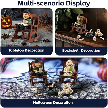 Halloween Fun Miniature Witch Figurine,Gothic Horror Resin Witch Decor,for Bookshelf Decor,Desk Trinkets,Collectible,Party Gifts