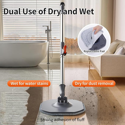 Spin Mop and Bucket with Separate Dirty and Clean Water,360° Spin Mop and Bucket System with Widening Foldable Handle,6 Replaceable Mop Pads,Square Mop for Floor Hardwood Tile Marble Wall Cleaning