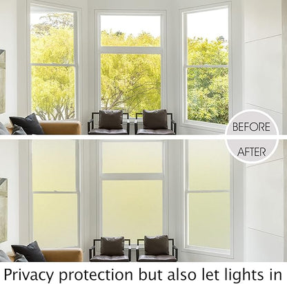 HIDBEA Frosted Window Privacy Film Heat Control UV Blocking, Static Cling Non-Adhesive Reusable Door coverings for Bathroom Home Office (Frosted 41.3 Inch x 13.1 Feet)