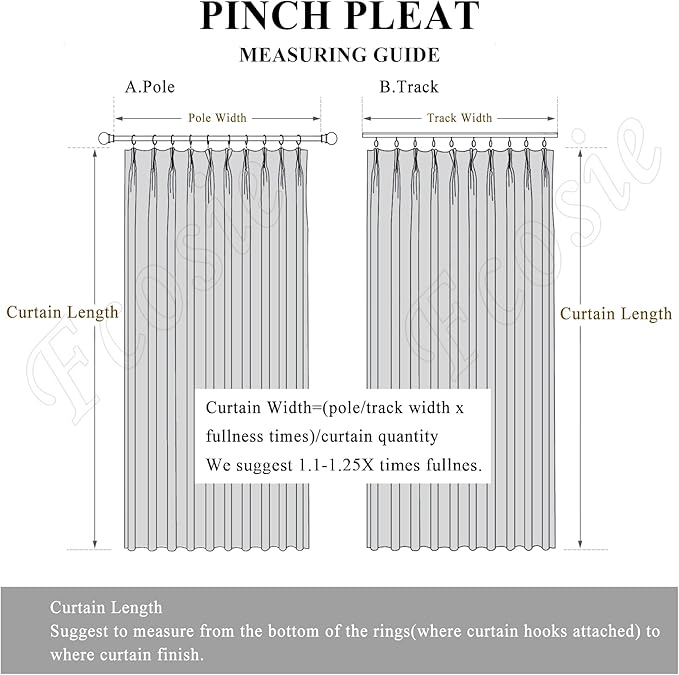 100% Blackout Linen Textured Drapes for Bedroom Pinch Pleated Curtains for Track System Portable Drapery for Sliding Glass Door/Storage/Space Room Divider, 70" Wx102 L, 1 PC, Greyish White