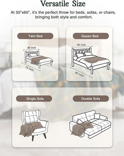 ZonLi Brown Throw Blanket, 50" x 60" Fall Decorative Classic Blankets with Tassel for Couch, Bed, Sofa, Chair, Outdoor, Cozy Warm Lightweight Blankets (Brown)