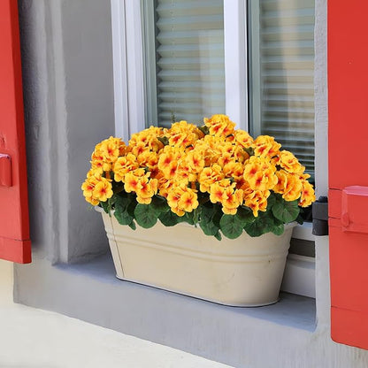 Hananona 12 Pcs Artificial Geranium Flowers for Outdoors Geranium Silk Yellow Flowers Outdoor UV Resistant Garden Plants Faux Fall Flower for Home Kitchen Table Centerpieces Decor (12, Yellow)