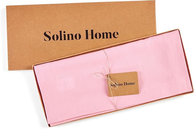 Solino Home Linen Table Runner 36 Inches - 100% Pure Linen Pink Lemonade Table Runner 14 x 36 Inch Ideal for Dresser and Coffee Tables - Halloween - Fete