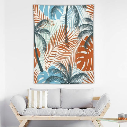 ICMOLYYENLO Palm Leaf Tapestry Wall Hanging, Tropical Leaves Plant Jungle Green Hawaiian Art Home Decor for Guest Bedroom Living Room Dormitory 40x60 Inch