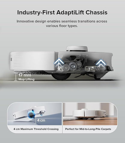 roborock Qrevo Edge Robot Vacuum and Mop, 18,500Pa Suction, Zero-Tangling, AdaptiLift Chassis, Al Obstacle Recognition, Hot Water Mop Washing & Dock Self Cleaning, Corner to Edge Deep Cleaning