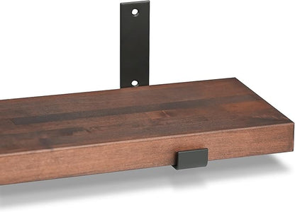 CONSDAN Floating Shelf for Wall Mounted Book Shelf Hanging Shelves Floating Bookshelf for Bedroom, Bathroom, Living Room, Kitchen USA Grown Solid Hardwood, Dark Maple 30x7.5x1.5 in
