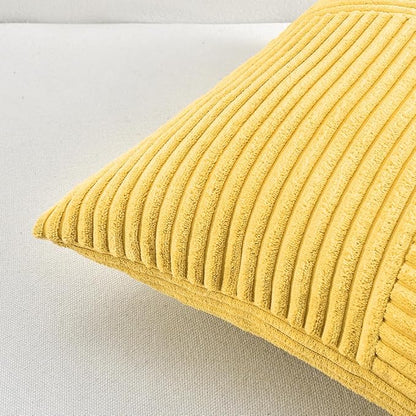 Fancy Homi 2 Packs Yellow Decorative Throw Pillow Covers 16x16 Inch for Living Room Couch Bed, Rustic Farmhouse Boho Home Decor, Soft Corss Patchwork Corduroy Textured Square Cushion Case 40x40 cm