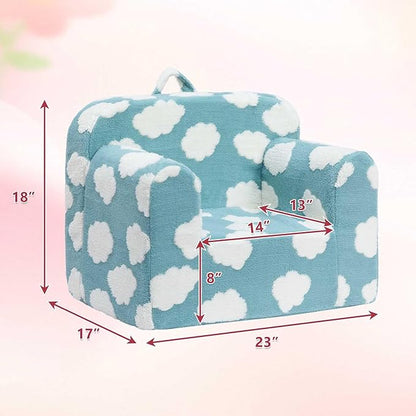 ALIMORDEN Kids Ultra-Soft Snuggle Foam Filled Chair, Toddler Cuddly Reading Couch, Blue