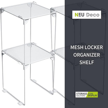 Neudeoc Locker Organizer and Accessories Kit, Includes Mesh Locker Shelf and Magnetic Pen Holder, Suitable for School, Work, Kitchen and Bathroomn (Pack of 4, White)