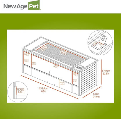 New Age Pet ECOFLEX 60-Inch Mojave Reptile Lounge in Maple- Durable, Moisture-Resistant Wood Plastic Composite Habitat with Vented Side Panels, Removable Sliding Glass Doors & Lock