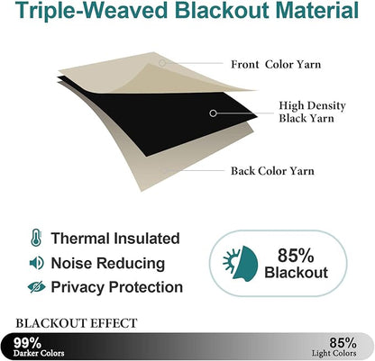ChrisDowa Small Window Curtains for Kitchen and Bedroom - Grommet Short Thermal Insulated Room Darkening Curtains (2 Panels, Beige, 42 x 36 Inch)