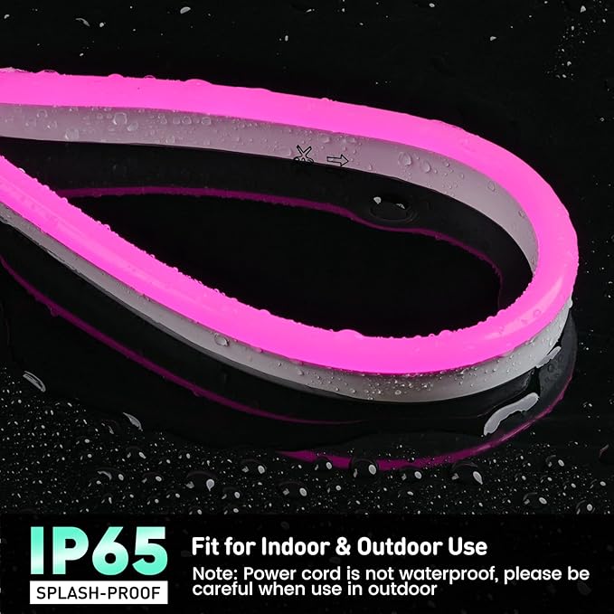 GZBtech Flexible LED Neon Rope Lights 33FT,AC 110-120V Waterproof Strip Light, 120 LEDs/M Cuttable Connectable Neon Lighting for Indoor Outdoor Home Decor/Commercial Building Use-Pink 10M