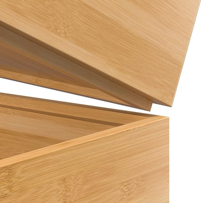 Silverware Tray for Drawer, Stackable Kitchen Bamboo Drawer Organizer 12" x 3" x 2" Set of 2