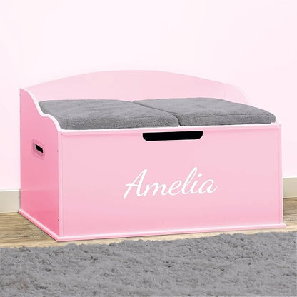 DIBSIES Personalized Creative Wonders Toy Box, Signature Series for Girls, 30 x 19.25 x 18 inches, Soft-Close Lid (Pink)