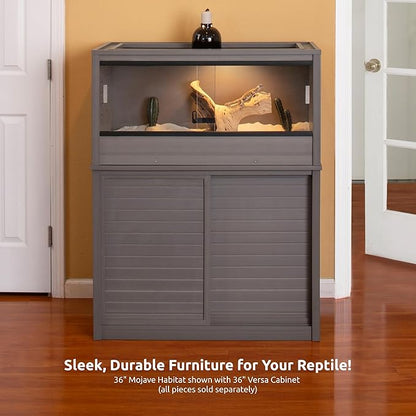 New Age Pet ECOFLEX 36" Mojave Reptile Lounge -Durable Wood Plastic Composite Habitat with Ventilation, Removable Glass Doors & Lock, Easy Assembly, for Tortoises, Snakes, Iguanas