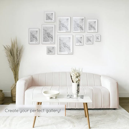 Homeforia Poster Silver Frame 24x30, High End Metal 24 x 30 Large Picture Frames with Mat 18 by 24 for Photo, 24x30 Silver Frames Matted to 18x24 Print, 30x24 Frame, Tempered Glass, Wall Kit, Set of 1