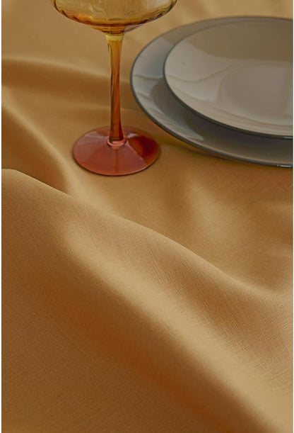 Solino Home Linen Table Runner 90 Inches Long - 100% Pure Linen Caramel Dining Table Runner 14 x 90 Inch for Fall, Autumn, Thanksgiving - Fete