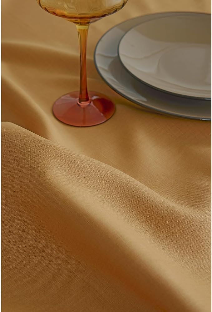 Solino Home Linen Table Runner 48 Inches - 100% Pure Linen Caramel Table Runner 14 x 48 Inch Ideal for Dresser and Coffee Tables - Fall, Autumn, Thanksgiving - Fete