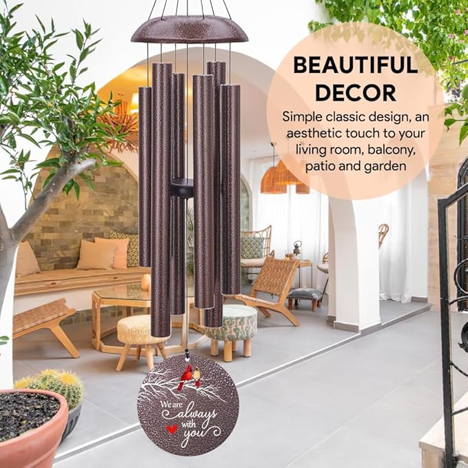 Personalized Sympathy Wind Chimes, Cardinal Wind Chimes, Wind Chime for Loss of Loved Father/Mother/Lover, Commemorative Sympathy Bereavement Gifts for Condolences/Funeral